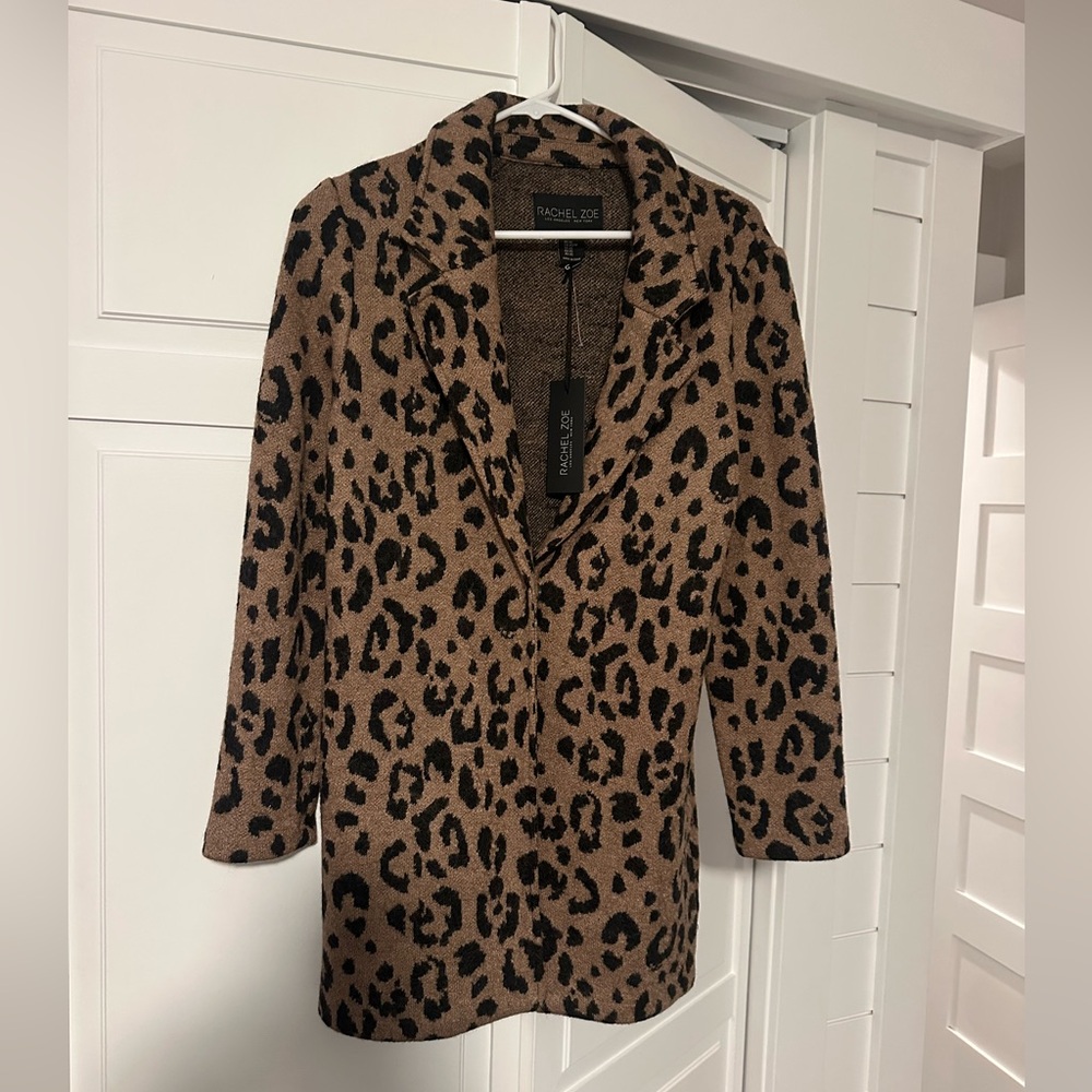 Rachel Zoe Animal Print Jacket in Black and Brown